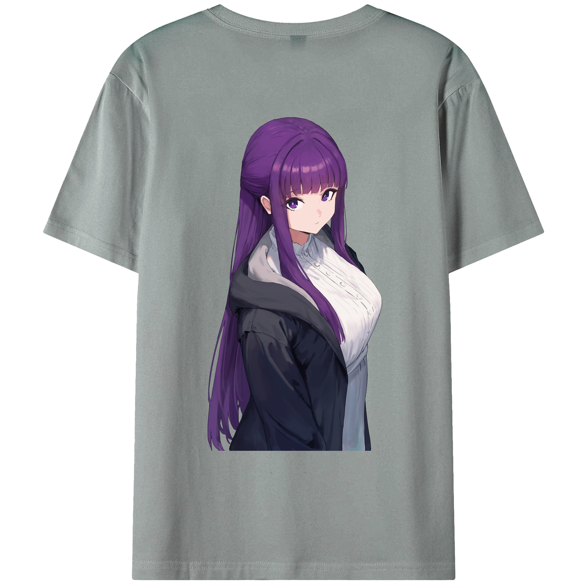 （画像用） 葬送のフリーレン Frieren 綿100％ メンズ半袖Tシャツ（バックプリント） 通気性